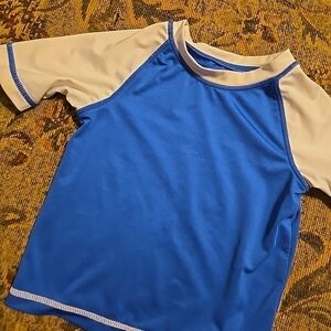 wonder nation Blue and Cream Short-Sleeve Kids Rash Guard
